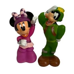 Vintage Minnie Mouse Goofy Roadster Racer Figures Rubber Replacement Toy